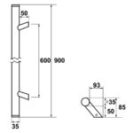 AXA Deurgreep Montreal schuin 900 Aluminum