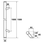 AXA Deurgreep Montreal schuin 1500 Aluminum