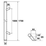 AXA Deurgreep Montreal schuin 1700 Aluminum