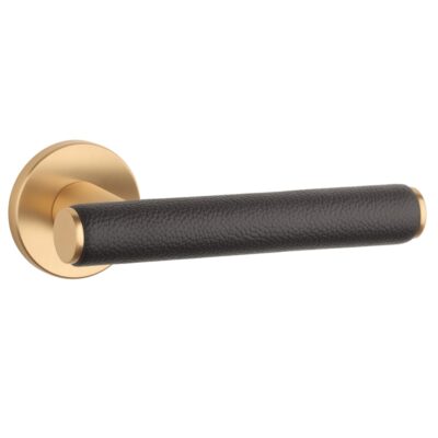 Aprile Egeria Rond gouden deurklink met bruin leer