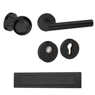 Roestvrijstalen Voordeurset Vierkant Zwart