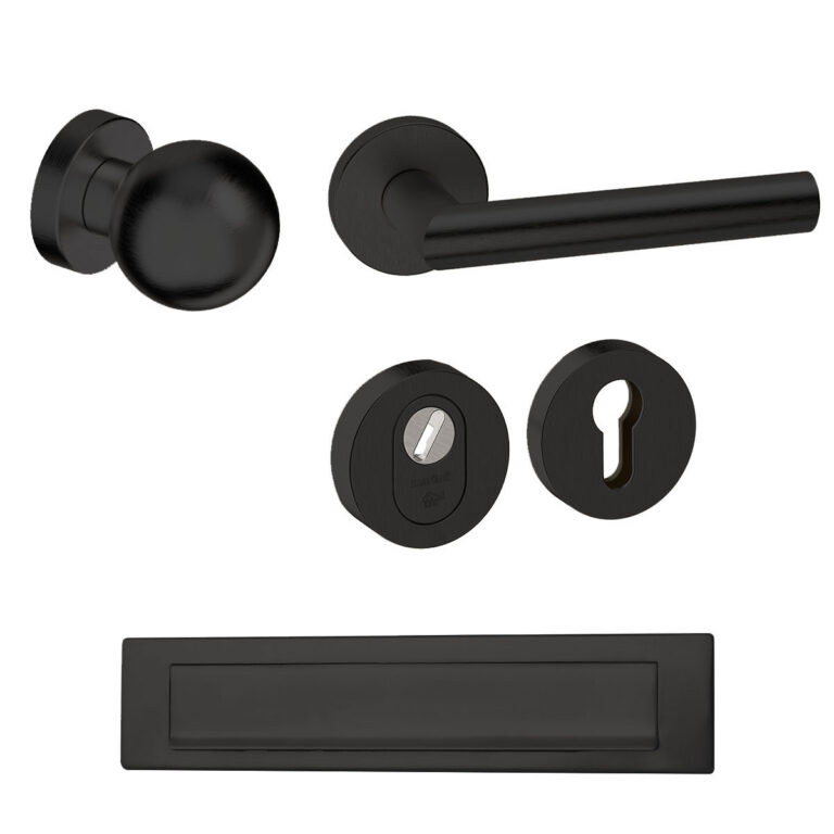 Roestvrijstalen Voordeurset Vierkant Zwart