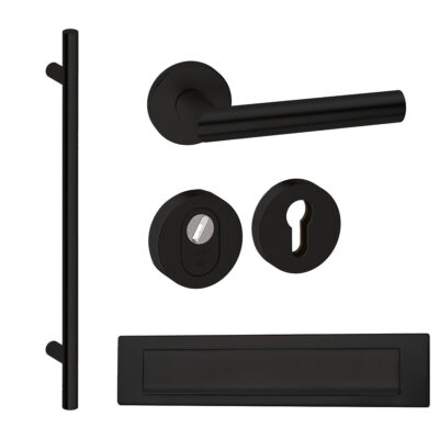 Roestvrijstalen Voordeurset Vierkant Zwart