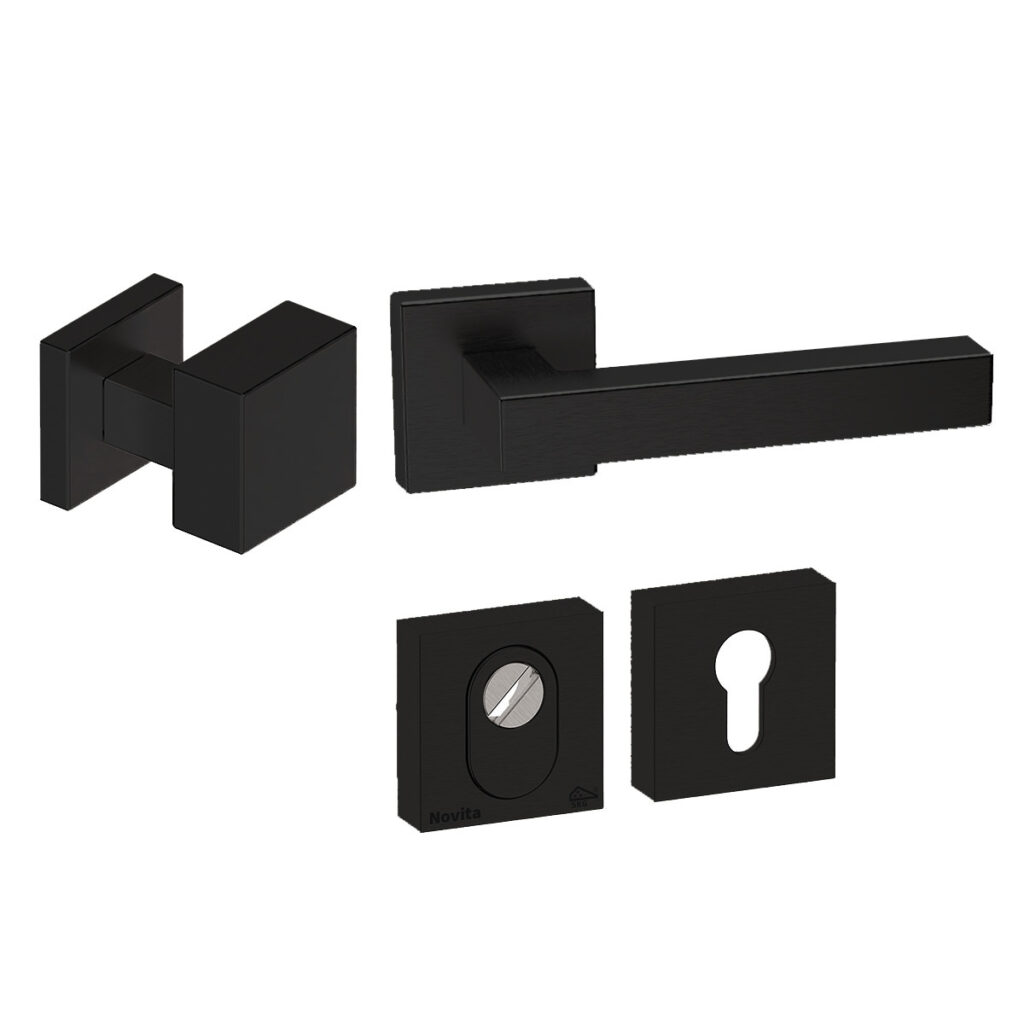 Roestvrijstalen Voordeurset Vierkant Zwart