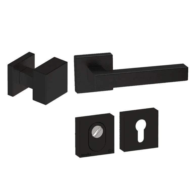 Roestvrijstalen Voordeurset Vierkant Zwart