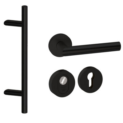 Voordeurset Rond Zwart Frankfurt Schuin