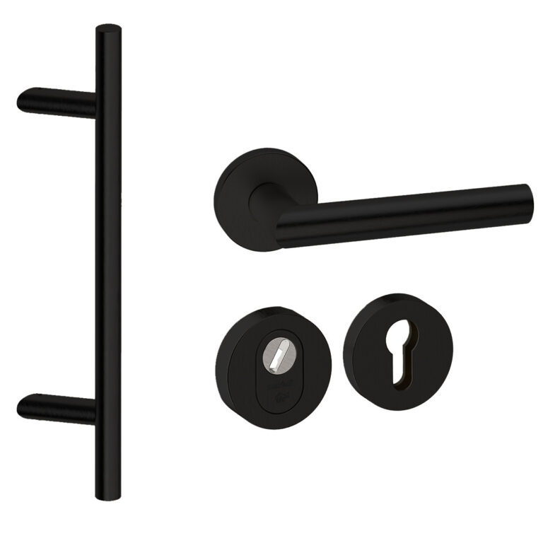 Voordeurset Rond Zwart Frankfurt Schuin