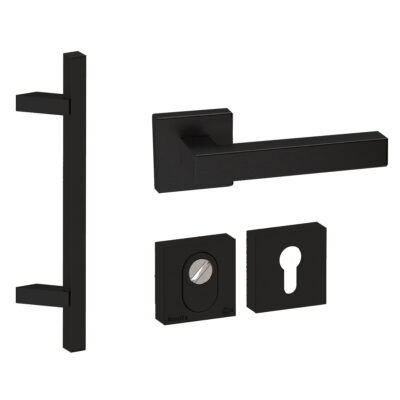 Roestvrijstalen Voordeurset Vierkant Zwart