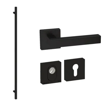 Roestvrijstalen Voordeurset Vierkant Zwart