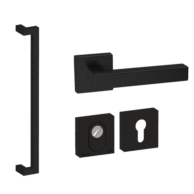 Roestvrijstalen Voordeurset Vierkant Zwart