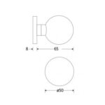 Artitec Knopkruk op rozet Kogel 50mm/Vivo mat nikkel ongelakt