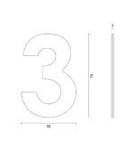hdd huisnummer plat 3 zelfklevend 75mm rvs