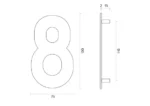 hdd rvs huisnummer 8 met een hoogte van 130mm