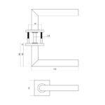 lijntekening Intersteel deurkruk Q 04 op rozet 53x53x6mm PVD Brons