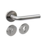 Set achterdeurbeslag rond deurkruk veiligheidsrozetten RVS