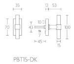 Formani PBT15-DKLOCK draaikiepgarnituur afsluitbaar PVD mat goud rechts/ linksdraaiend