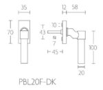 Formani PBL20F-DK draaikiepgarnituur verkropt niet afsluitbaar mat zwart rechts/links draaiend