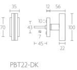Formani PBT22-DK draaikiepgarnituur niet afsluitbaar mat roestvast staal/ eikenhout zwart rechts/links draaiend)