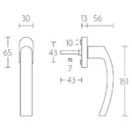 Formani LB14-DK-O draaikiepgarnituur niet afsluitbaar mat roestvast staal rechtsdraaiend
