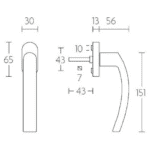 Formani LB14-DK-O draaikiepgarnituur niet afsluitbaar mat zwart rechts/links draaiend