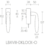 Formani LB18H-DKLOCK-O draaikiepgarnituur afsluitbaar PVD gunmetal rechtsdraaiend