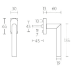 Formani LB2-DK-Q draaikiepgarnituur niet afsluitbaar PVD licht brons rechts/links draaiend