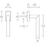Formani LB2-DK-Q draaikiepgarnituur niet afsluitbaar PVD gunmetal rechts/links draaiend