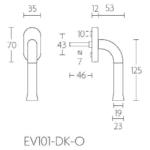 Formani EV101-DK-O draaikiepgarnituur niet afsluitbaar mat zwart rechts/links draaiend