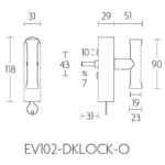 Formani EV102-DKLOCK-O draaikiepgarnituur afsluitbaar mat zwart rechts/links draaiend