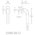 Formani EV100-DK-O draaikiepgarnituur niet afsluitbaar PVD mat goud rechts/ linksdraaiend