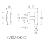 Formani EV102-DK-O draaikiepgarnituur niet afsluitbaar PVD mat goud rechts/ linksdraaiend