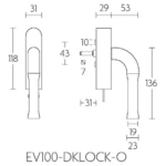 Formani EV100-DKLOCK-O draaikiepgarnituur afsluitbaar PVD mat goud rechts/ linksdraaiend