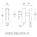 Formani EV102-DKLOCK-O draaikiepgarnituur afsluitbaar PVD mat goud rechts/ linksdraaiend