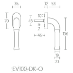 Formani EV100-DK-O draaikiepgarnituur niet afsluitbaar PVD mat goud/ wit rechts/ linksdraaiend