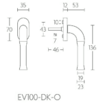 Formani EV100-DK-O draaikiepgarnituur niet afsluitbaar PVD mat goud/ mat zwart rechts/ linksdraaiend