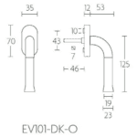 Formani EV101-DK-O draaikiepgarnituur niet afsluitbaar PVD mat goud/ mat zwart rechts/ linksdraaiend