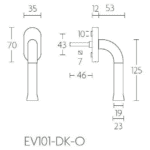 Formani EV101-DK-O draaikiepgarnituur niet afsluitbaar gepolijst roestvast staal/ mat zwart rechts/ links draaiend