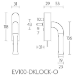 Formani EV100-DKLOCK-O draaikiepgarnituur afsluitbaar PVD mat goud/ wit rechts/ linksdraaiend