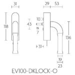Formani EV100-DKLOCK-O draaikiepgarnituur afsluitbaar PVD mat goud/ mat zwart rechts/ linksdraaiend