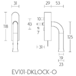 Formani EV101-DKLOCK-O draaikiepgarnituur afsluitbaar PVD mat goud/ wit rechts/ linksdraaiend