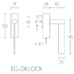 Formani EG-DKLOCK draaikiepgarnituur afsluitbaar mat roestvast staal rechtsdraaiend