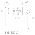 Formani LB3-DK-O draaikiepgarnituur niet afsluitbaar mat zwart rechts/links draaiend