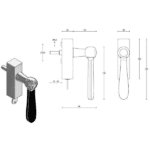 Formani LZ100-DKLOCK-O draaikiepgarnituur afsluitbaar gepolijst roestvast staal/ mat zwart rechts/ links draaiend