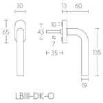 Formani LB3-DK-O draaikiepgarnituur niet afsluitbaar mat roestvast staal rechts/ links draaiend