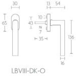 Formani LB8-DK-O draaikiepgarnituur niet afsluitbaar mat roestvast staal linksdraaiend