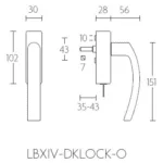 Formani LB14-DKLOCK-O draaikiepgarnituur afsluitbaar mat roestvast staal rechtsdraaiend