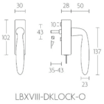 Formani LB18H-DKLOCK-O draaikiepgarnituur afsluitbaar mat roestvast staal rechtsdraaiend