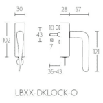 Formani LB20-DKLOCK-O draaikiepgarnituur afsluitbaar mat zwart rechts/links draaiend