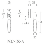 Formani 1932-DK-A draaikiepgarnituur afsluitbaar mat nikkel/ebbenhout rechts/links draaiend