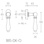 Formani 1815-DK-O draaikiepgarnituur niet afsluitbaar mat nikkel/ ebbenhout linksdraaiend